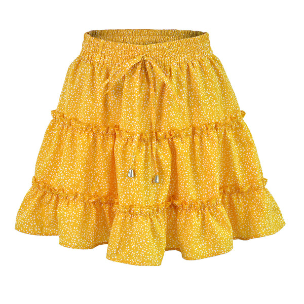 Ladies High Waist Ruffled Floral Printed A-Line Skirt - Stormyjay