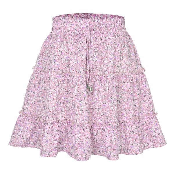 Ladies High Waist Ruffled Floral Printed A-Line Skirt - Stormyjay