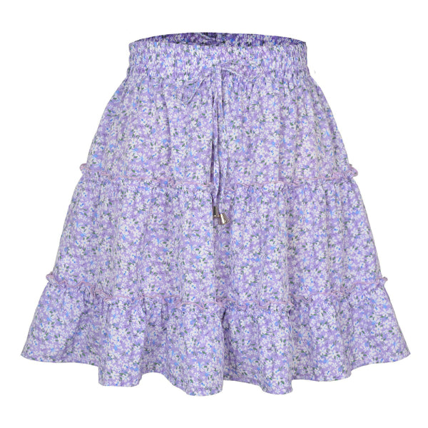 Ladies High Waist Ruffled Floral Printed A-Line Skirt - Stormyjay