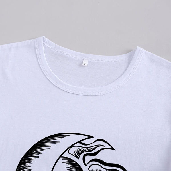 Women's Knitted Casual Round Neck Printed Short Sleeve T-Shirt - Stormyjay