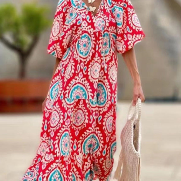 Geometric Collage Puff Sleeve Dress Street Holiday Women's Clothing - Stormyjay