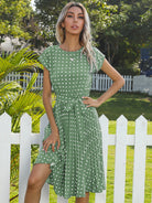 Women's Woven Polka Dot Pleated Midi Dress - Stormyjay