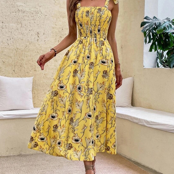 Sexy Slim Dress Sleeveless Sling Print Temperament Women's Long Dress - Stormyjay