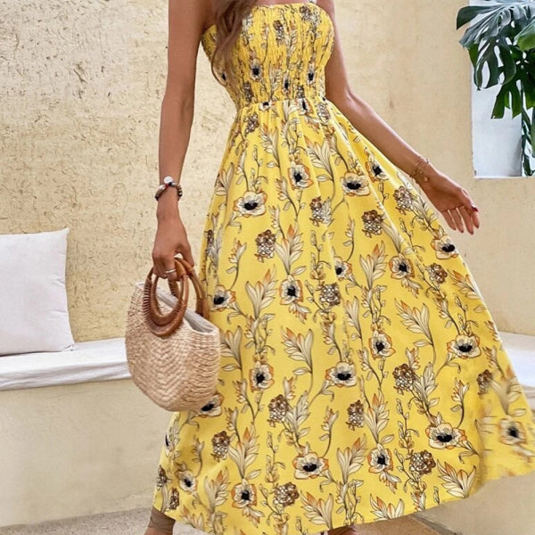 Sexy Slim Dress Sleeveless Sling Print Temperament Women's Long Dress - Stormyjay