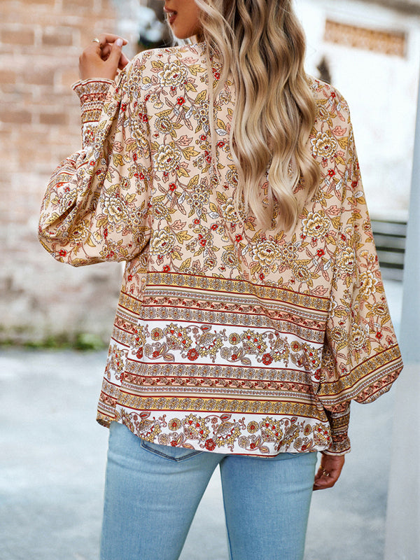 Women's Printed Vacation Casual Long Sleeve Top - Stormyjay
