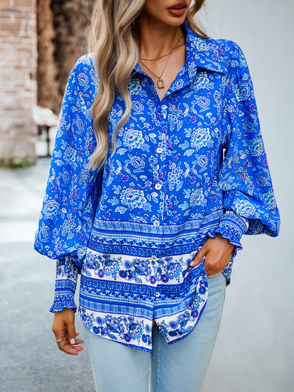 Women's Printed Vacation Casual Long Sleeve Top - Stormyjay