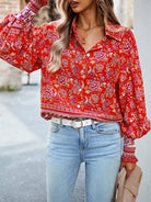 Women's Printed Vacation Casual Long Sleeve Top - Stormyjay