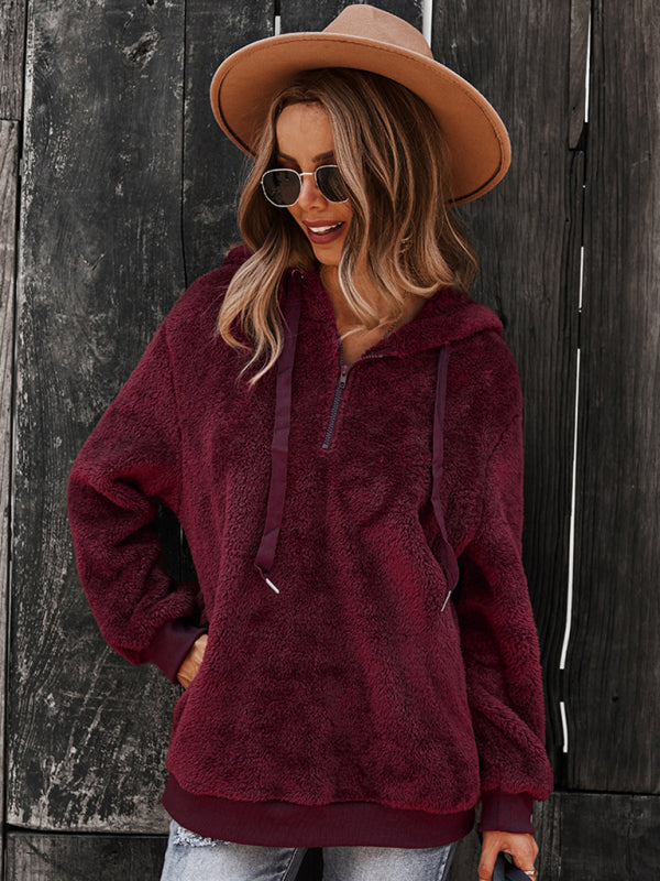 Fur coat warm loose solid color sweater leisure style - Stormyjay
