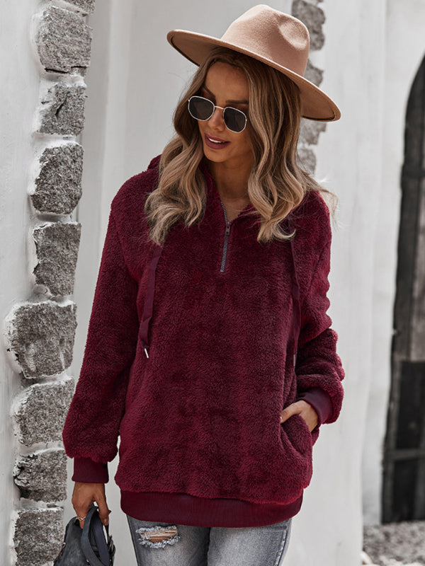 Fur coat warm loose solid color sweater leisure style - Stormyjay