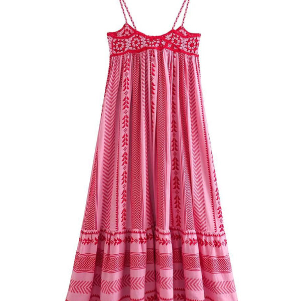 Crochet patchwork knitted ethnic style slip dress - Stormyjay
