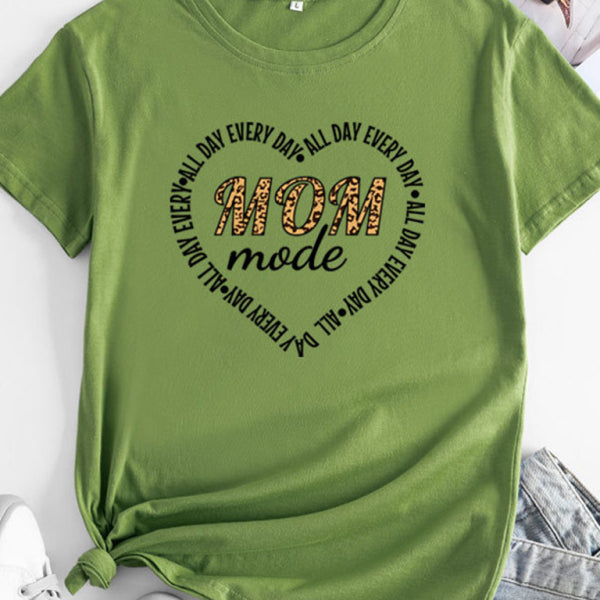 Women's Mother's Day Love New English Letters Printed Round Neck Short Sleeve T-Shirt - Stormyjay