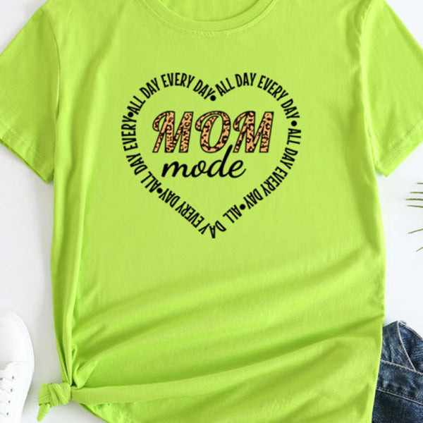 Women's Mother's Day Love New English Letters Printed Round Neck Short Sleeve T-Shirt - Stormyjay