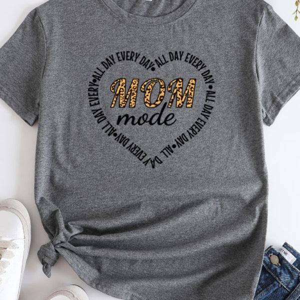 Women's Mother's Day Love New English Letters Printed Round Neck Short Sleeve T-Shirt - Stormyjay