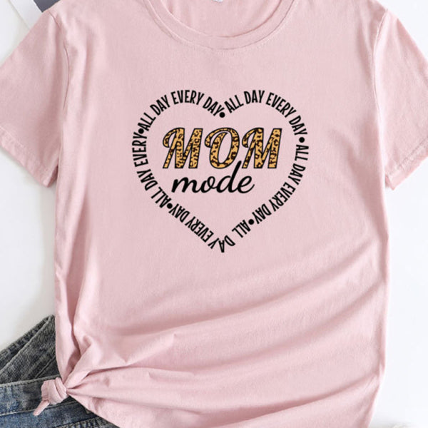 Women's Mother's Day Love New English Letters Printed Round Neck Short Sleeve T-Shirt - Stormyjay