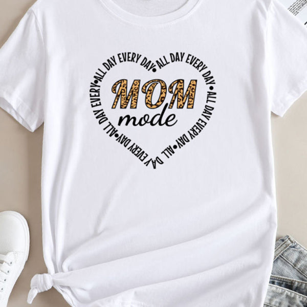Women's Mother's Day Love New English Letters Printed Round Neck Short Sleeve T-Shirt - Stormyjay