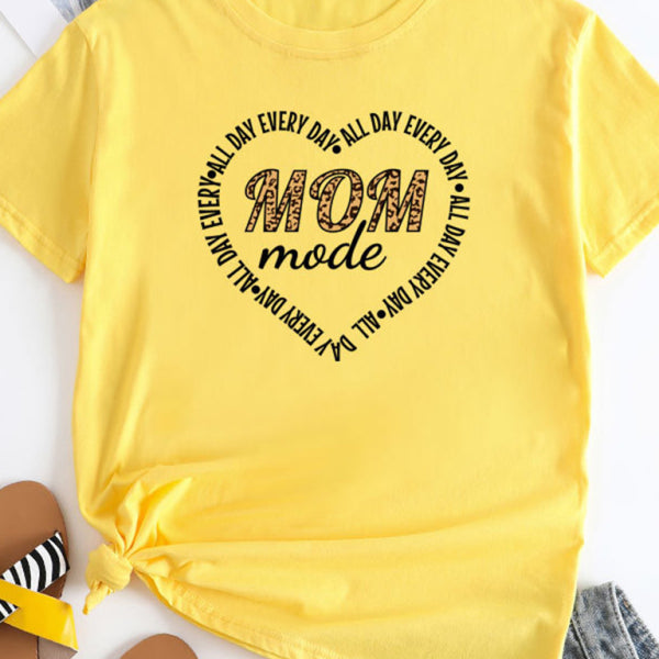 Women's Mother's Day Love New English Letters Printed Round Neck Short Sleeve T-Shirt - Stormyjay