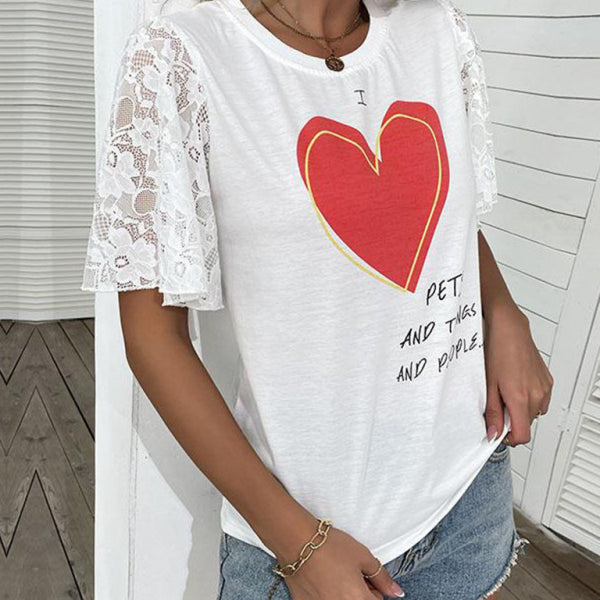 New Fashion Women's Valentine's Day Clothing Printed Short Sleeve T-Shirt - Stormyjay