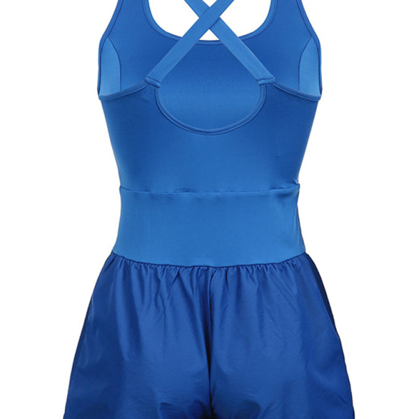 Women's Hollow Cross Loose Fitness Wear Tank Top Jumpsuit - Stormyjay