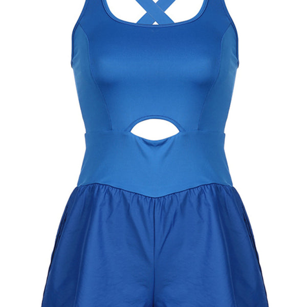 Women's Hollow Cross Loose Fitness Wear Tank Top Jumpsuit - Stormyjay