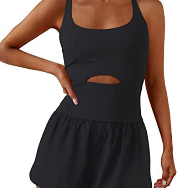 Women's Hollow Cross Loose Fitness Wear Tank Top Jumpsuit - Stormyjay