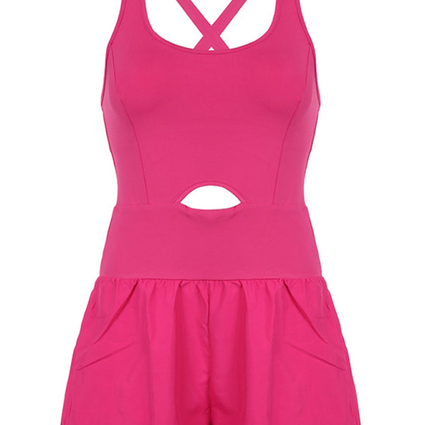 Women's Hollow Cross Loose Fitness Wear Tank Top Jumpsuit - Stormyjay