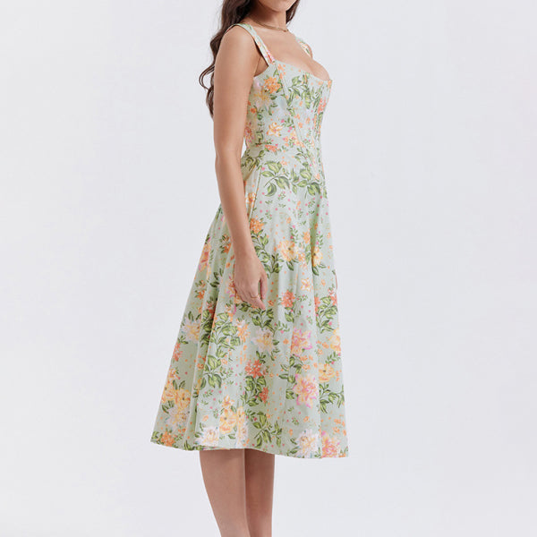 Women's Slim Suspender Sexy Slit Floral Dress - Stormyjay