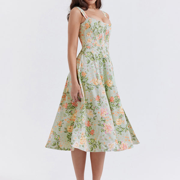 Women's Slim Suspender Sexy Slit Floral Dress - Stormyjay