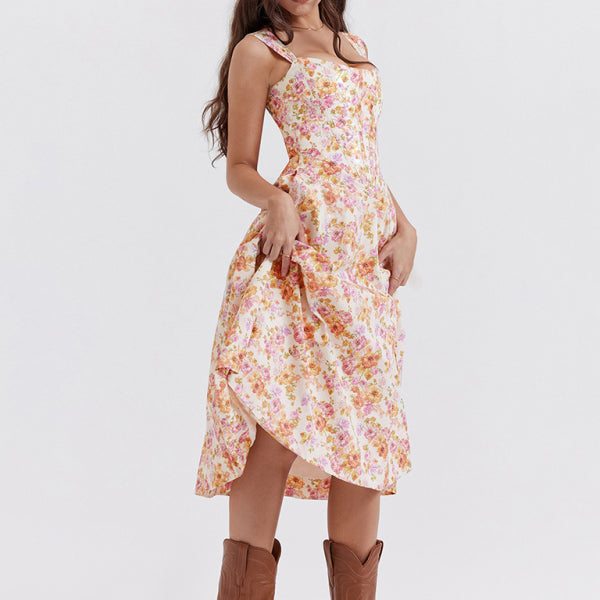 Women's Slim Suspender Sexy Slit Floral Dress - Stormyjay