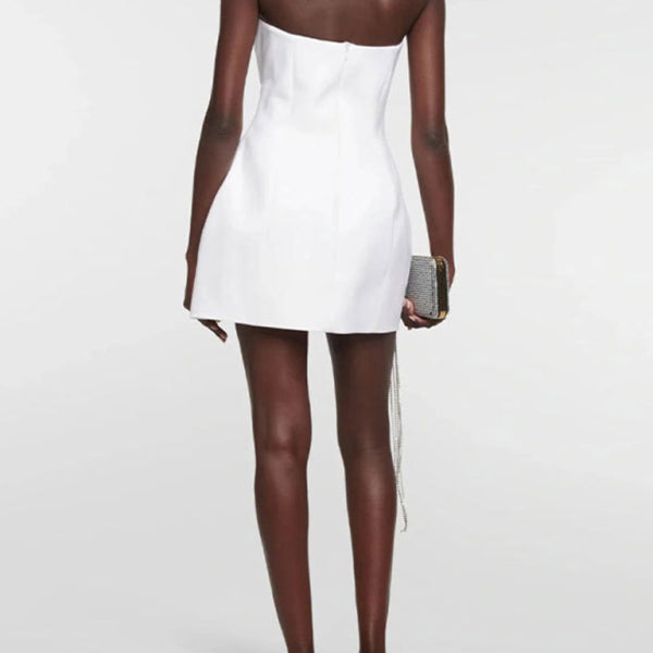 New women's clothing sexy solid color 3D flower decorated tube top mini dress - Stormyjay