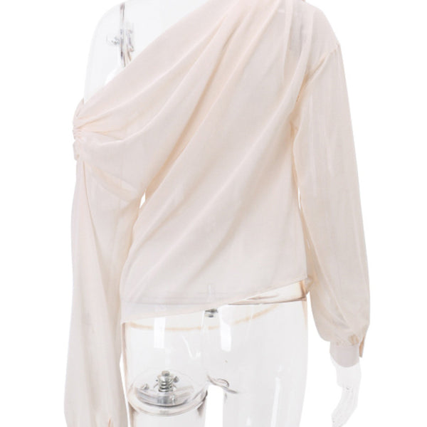 Women's off-shoulder chiffon floral loose top blouse - Stormyjay