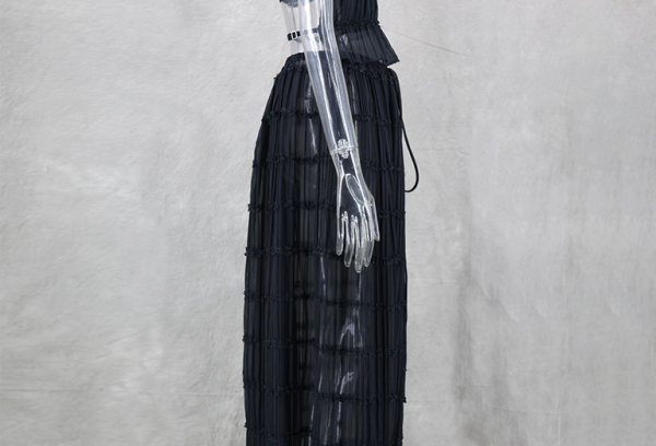 Backless lace-up halter top set and two-piece chiffon pleated long skirt with earrings - Stormyjay