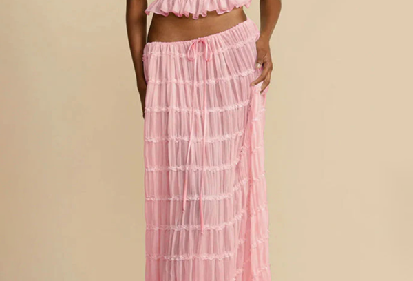 Backless lace-up halter top set and two-piece chiffon pleated long skirt with earrings - Stormyjay
