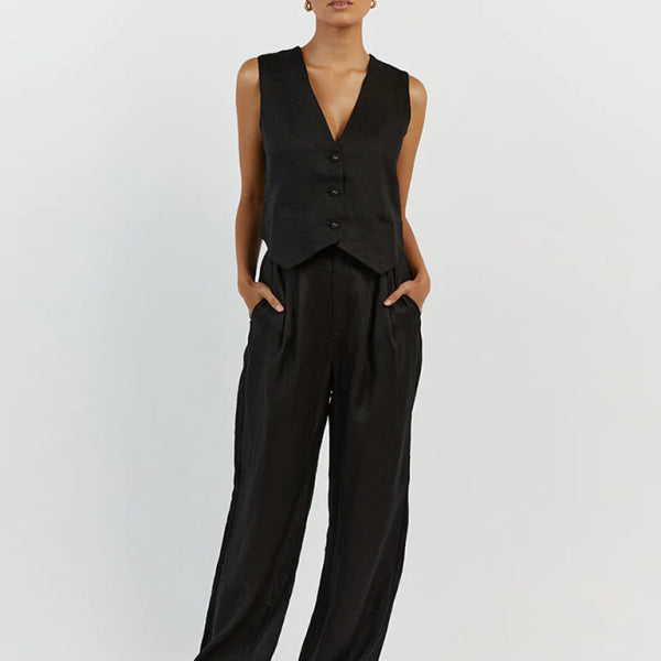 New casual and fashionable sleeveless vest, vest and trousers two-piece set - Stormyjay