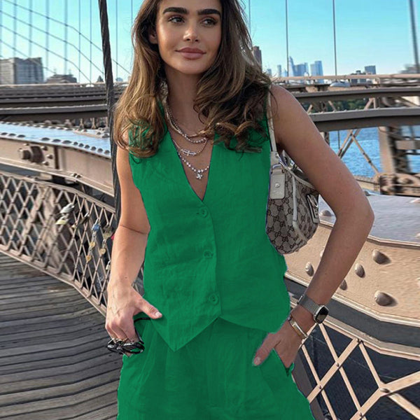 New casual and fashionable sleeveless vest, vest and trousers two-piece set - Stormyjay