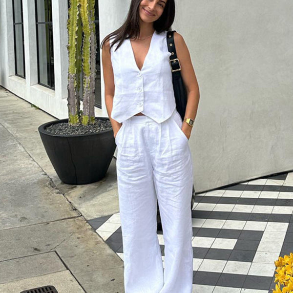 New casual and fashionable sleeveless vest, vest and trousers two-piece set - Stormyjay