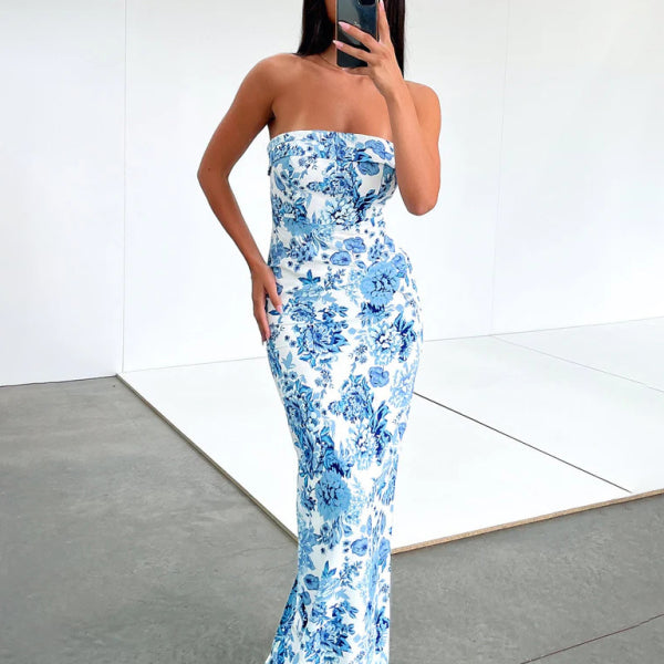 Sexy tube top long dress slit cocktail dress backless long dress - Stormyjay