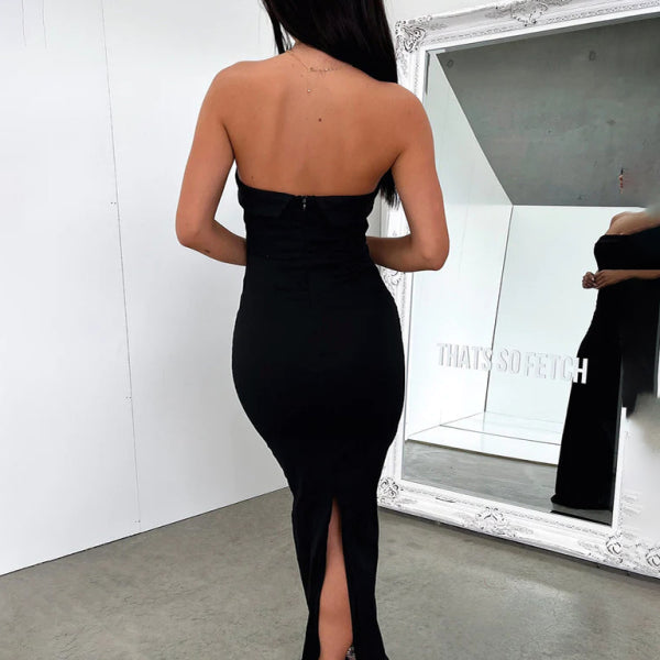 Sexy tube top long dress slit cocktail dress backless long dress - Stormyjay