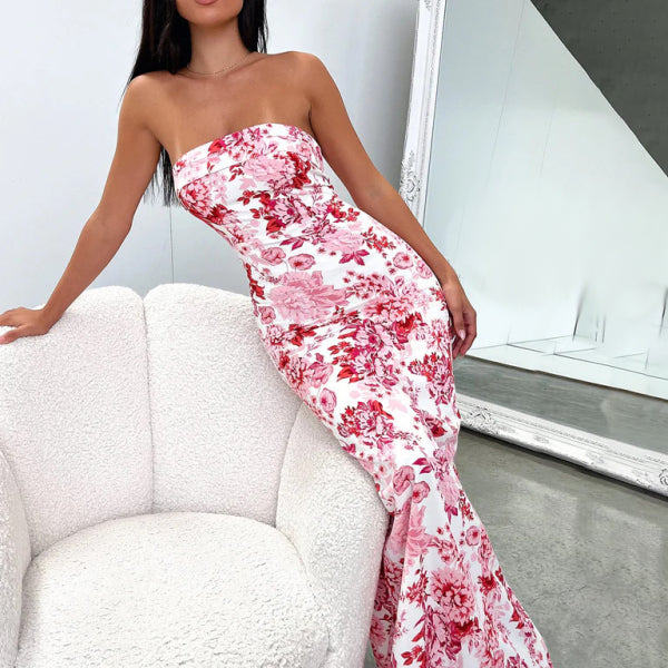 Sexy tube top long dress slit cocktail dress backless long dress - Stormyjay
