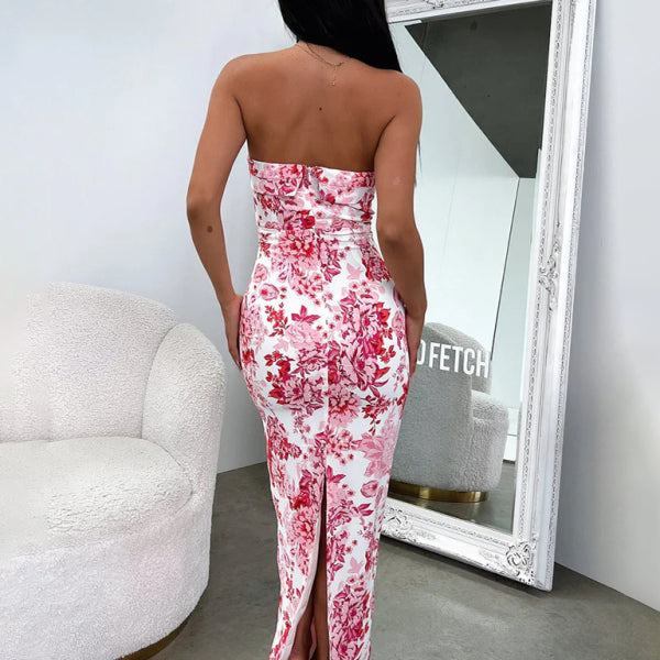 Sexy tube top long dress slit cocktail dress backless long dress - Stormyjay