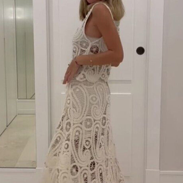 Women's Fashion Retro Half-Slit Irregular Design Round Neck Sleeveless Vest + Skirt Set - Stormyjay