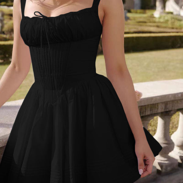 New sexy and elegant floral print suspender waist dress - Stormyjay