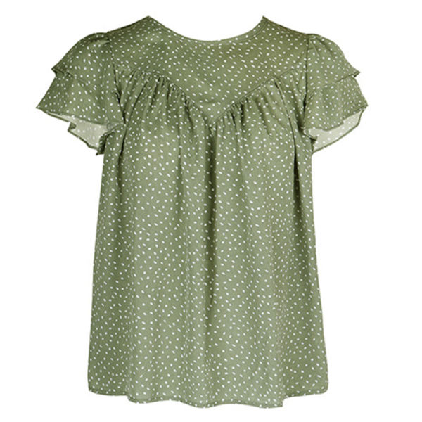 Women's Fashion Ruffled Short Sleeve Shirt - Stormyjay