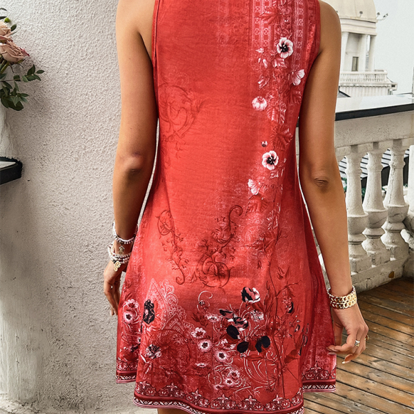 Spring and summer casual holiday sleeveless printed dress - Stormyjay