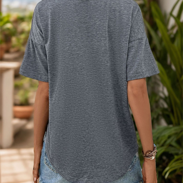 New women's casual v-neck dark gray top - Stormyjay