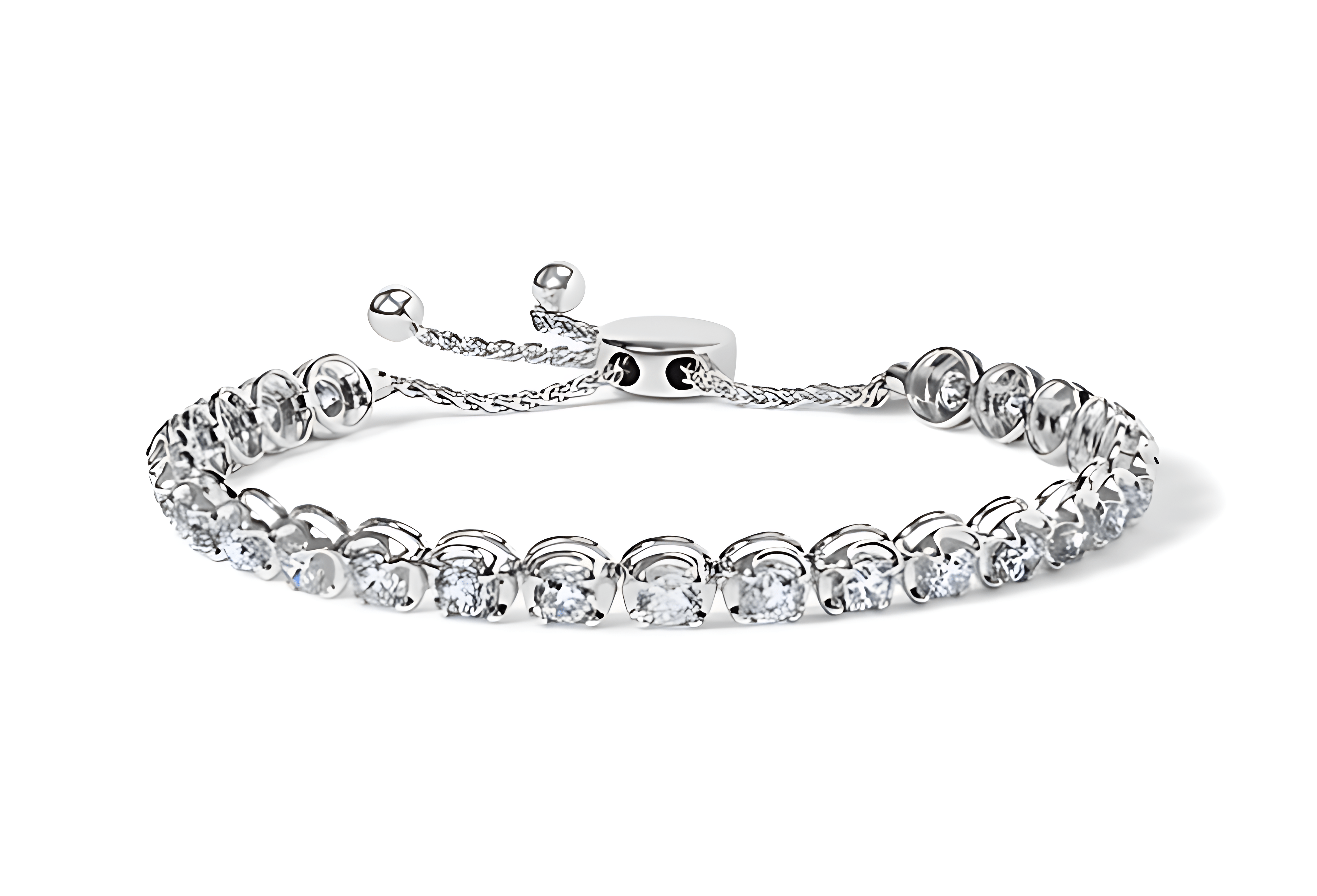 14K White Gold 6.00 Cttw Diamond 4”-10” Adjustable Bolo Tennis Bracelet (I-J Color, I1-I2 Clarity) - Stormyjay