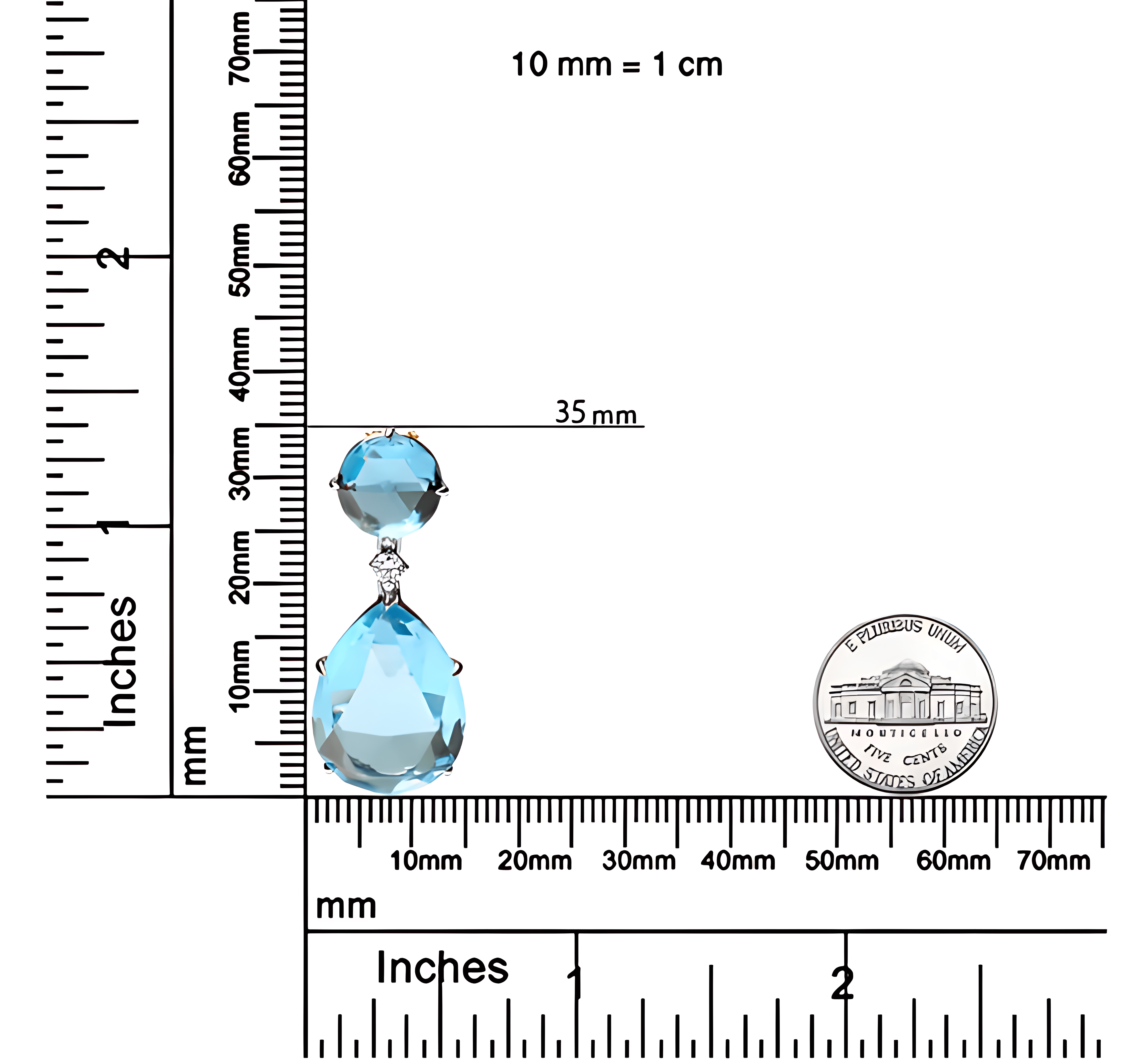 18K White Gold Diamond Accent and Round London Blue Topaz and Pear Cut Sky Blue Topaz Dangle Drop 18" Pendant Necklace (G-H Color, SI1-SI2 Clarity) - Stormyjay