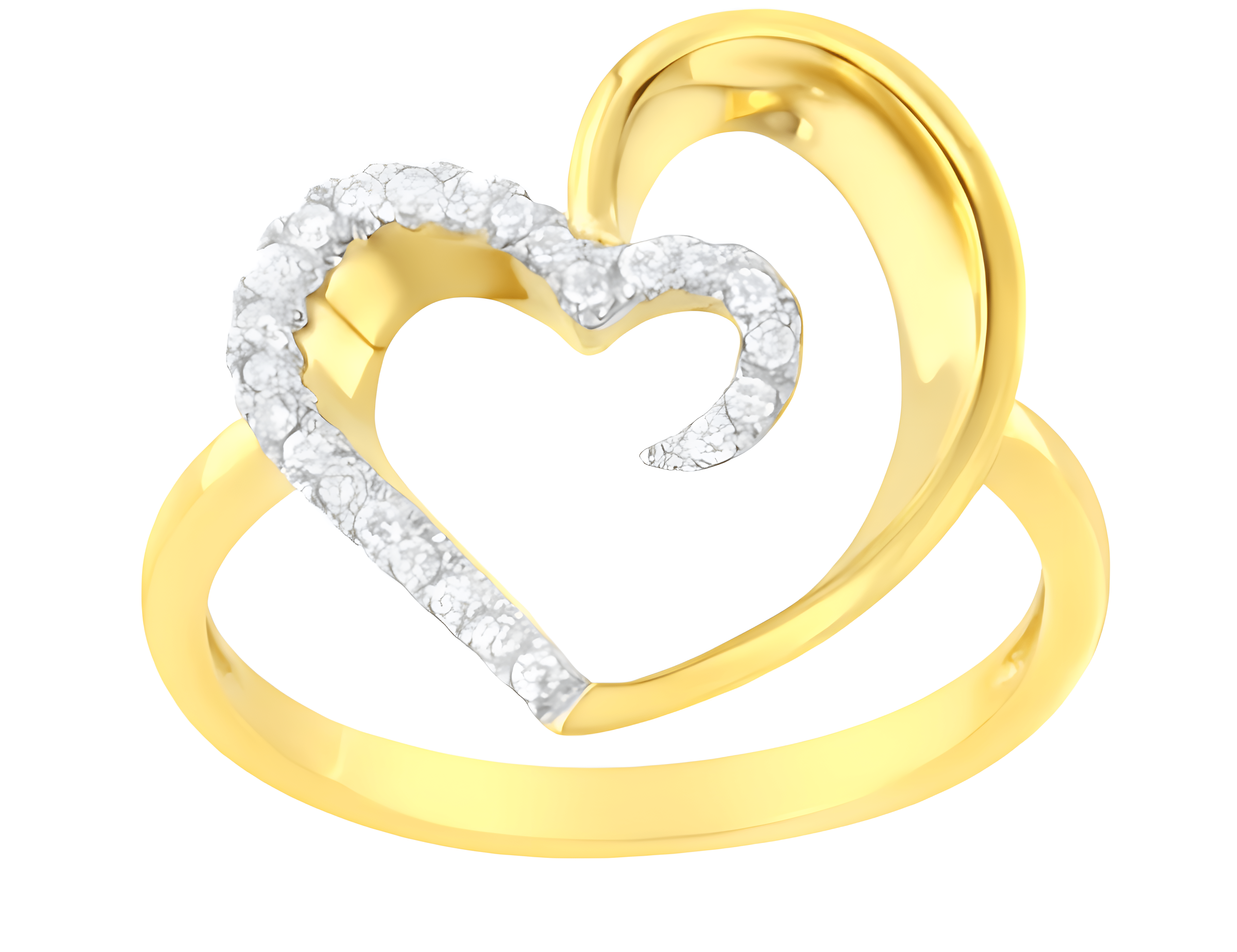 10KT Yellow Gold 1/10 cttw Diamond Heart Shape Ring (K-L, I1-I2) - Stormyjay