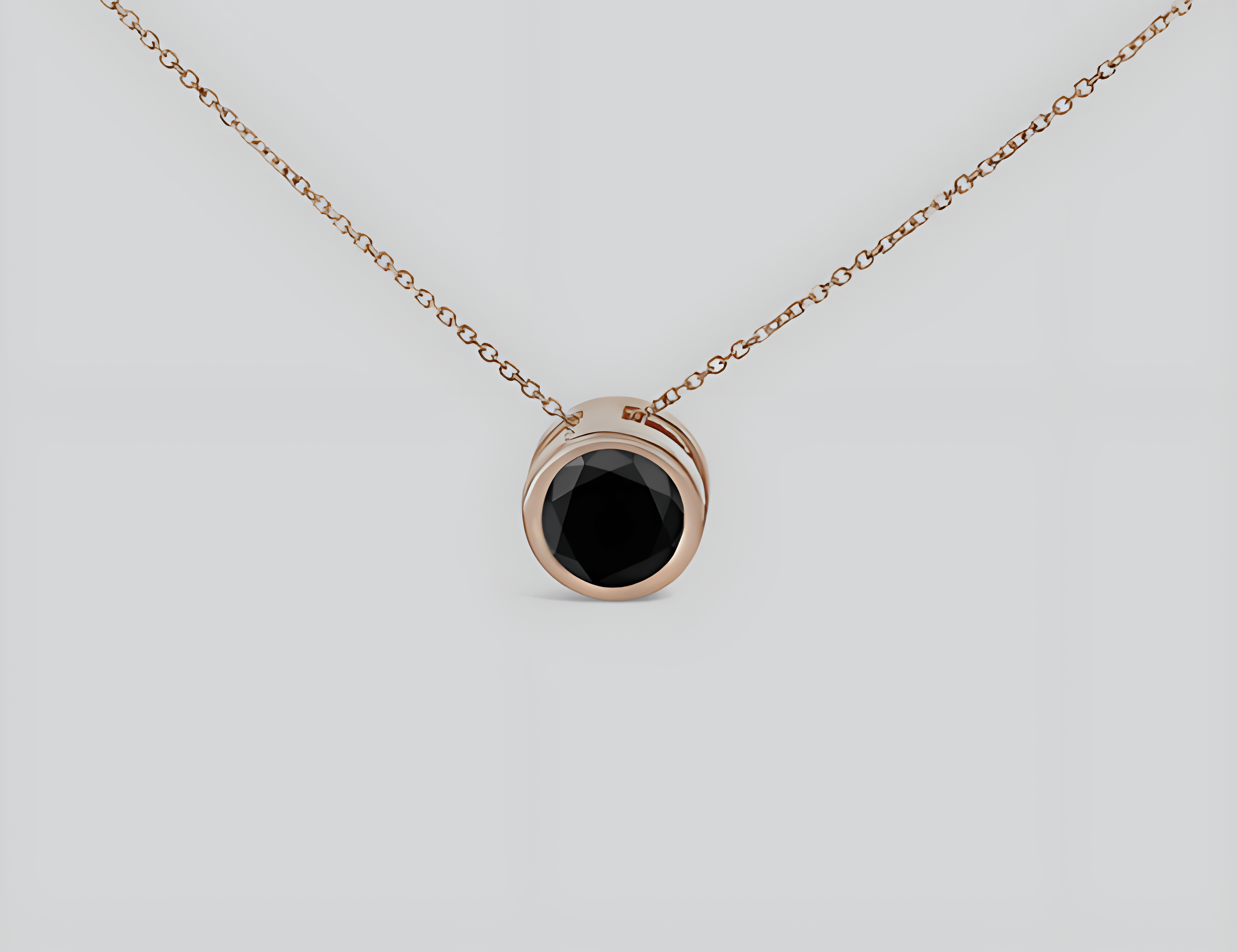 14K Rose Gold 7.0 Cttw Bezel-Set Black Round Diamond Solitaire Pendant Necklace (Black Color, I2-I3 Clarity) - 18" - Stormyjay