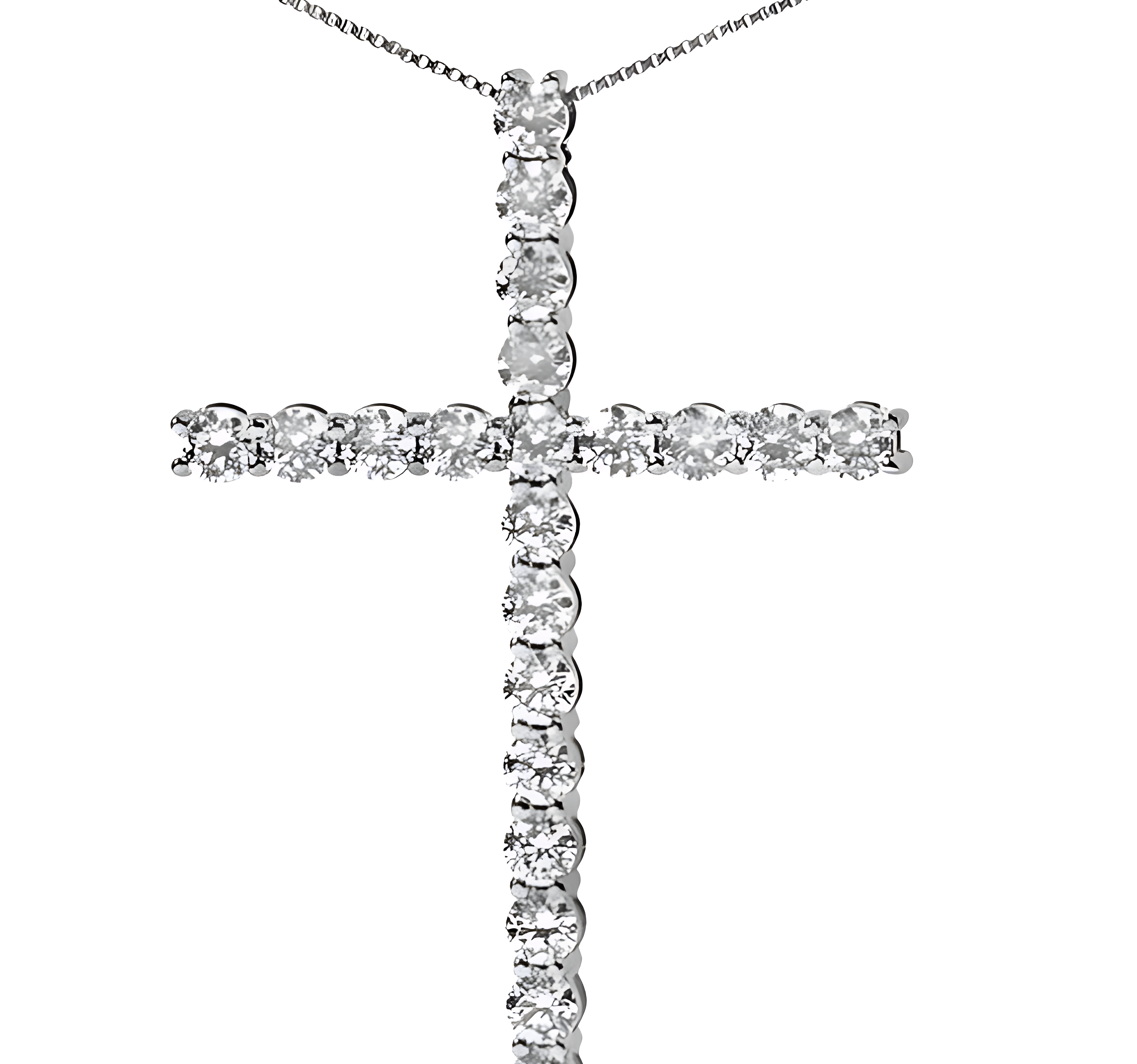 14K White Gold 4.0 Cttw Lab Grown Diamond Cross 18" Inch Pendant Necklace (F-G Color, VS2-SI1 Clarity) - Stormyjay