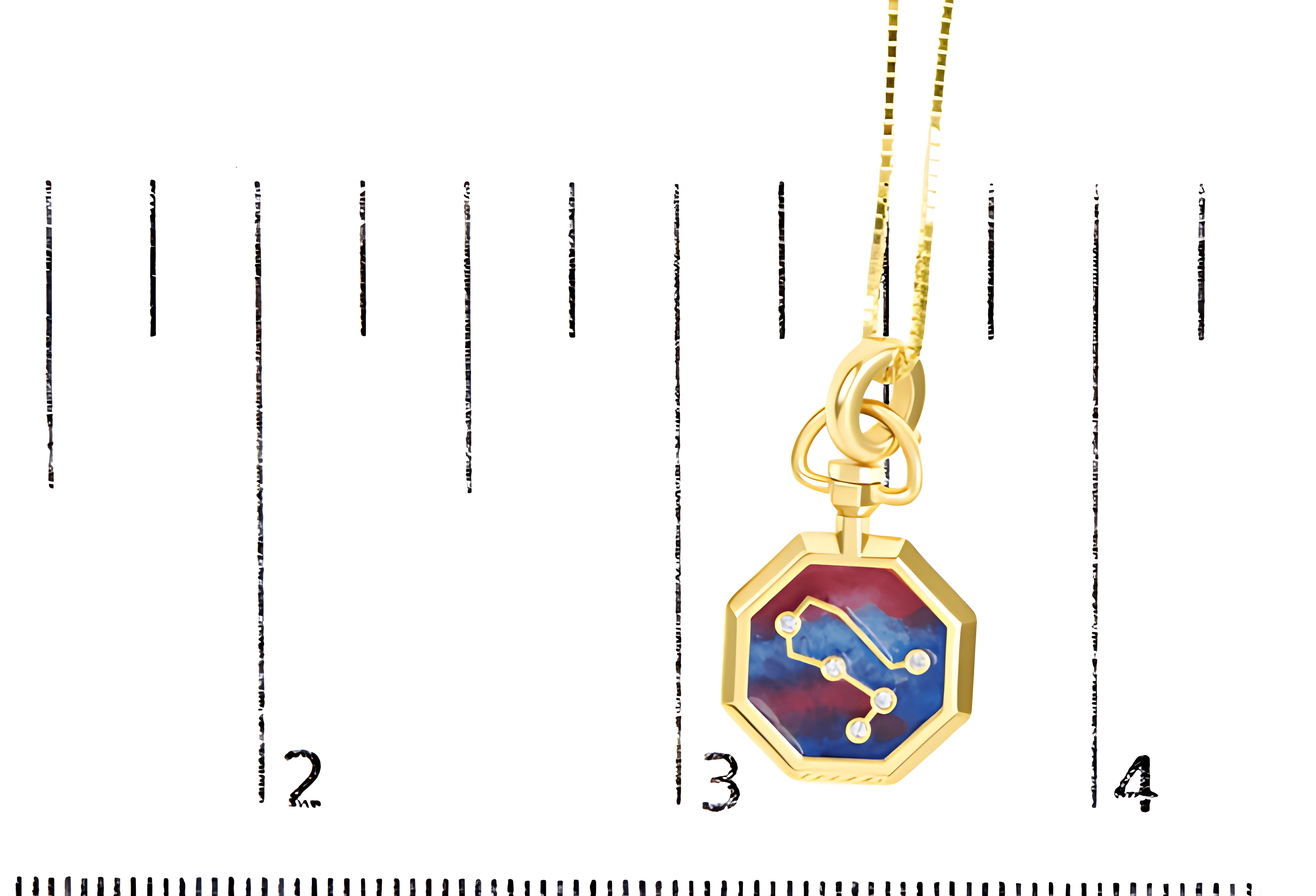 18K Yellow Gold Diamond Gemini Constellation with Red and Blue Enamel 18" Inch Pendant Necklace (H-I Color, SI2-I1 Clarity) - Stormyjay